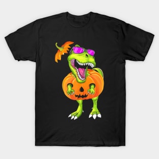 Halloween T Rex Dinosaur Pumpkin Funny Gift For Men Women T-Shirt